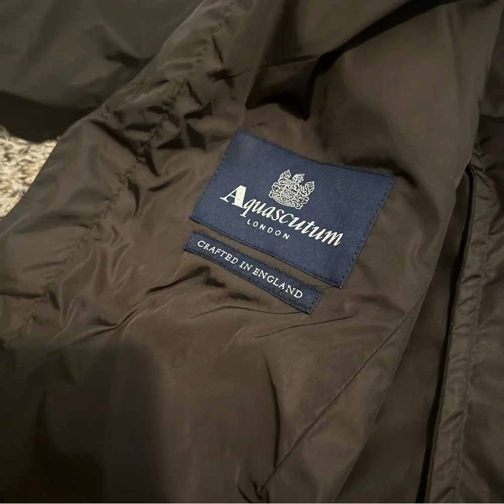 Aquascutum London Brown Long Packable Hooded Rain Coat Womens Size Small - Picture 12 of 15